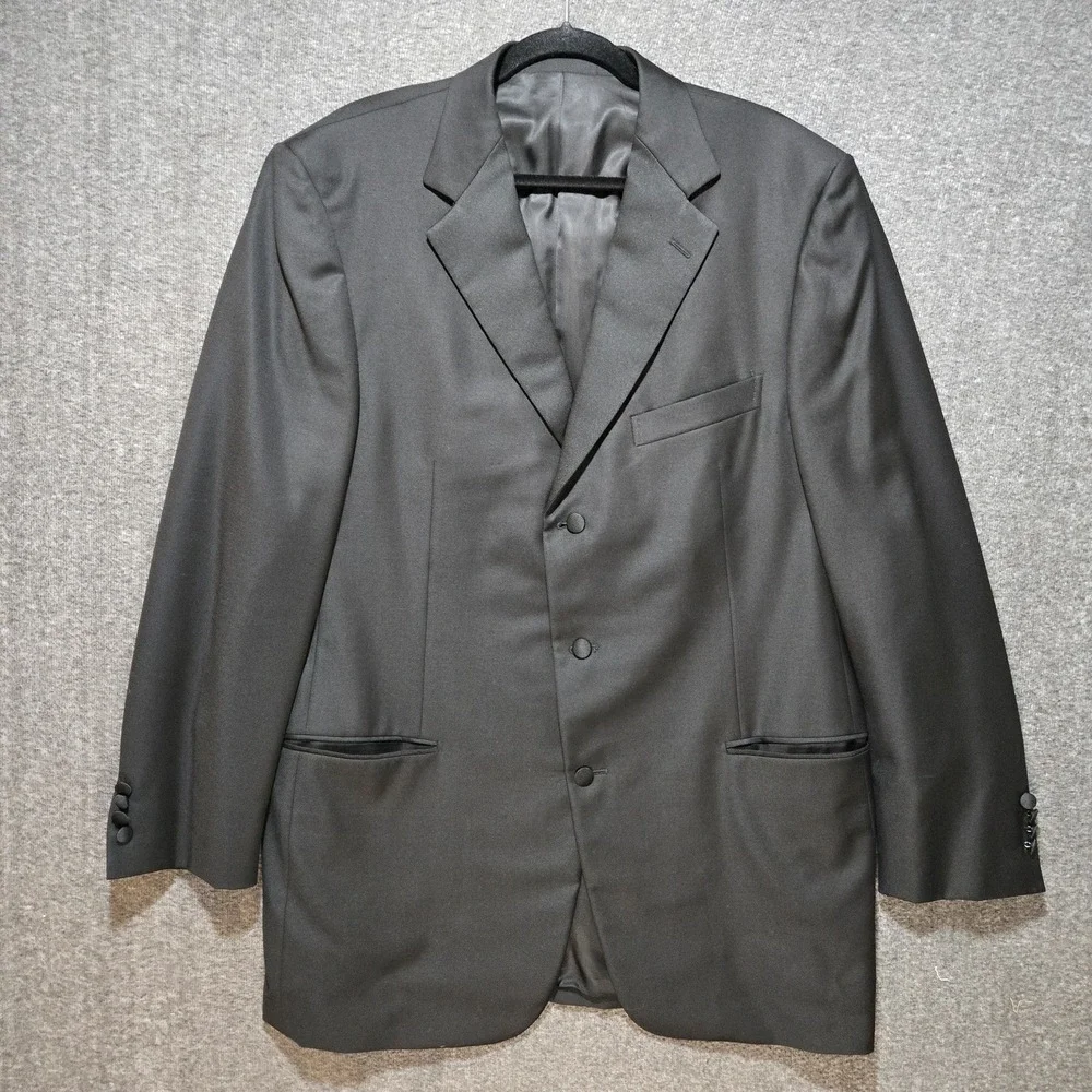 Ermenegildo Zegna Men's Black 3 Button Tuxedo Jacket Blazer Size 44 Long